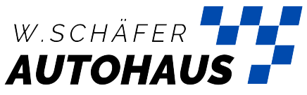 Blaues Schachbrett, fetter Schriftzug.